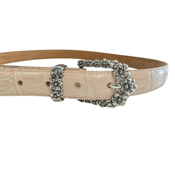 Brighton Women Belt Croc Embossed Leather Pink Cream Floral‎ Western B10310 3 XL